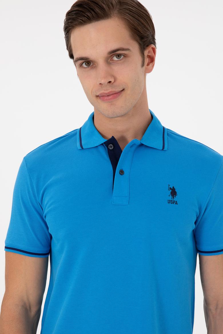 Erkek Slim Fit Polo Yaka Saks Basic Tişört - 50284631068