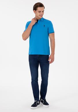 Erkek Slim Fit Polo Yaka Saks Basic Tişört - 50284631068
