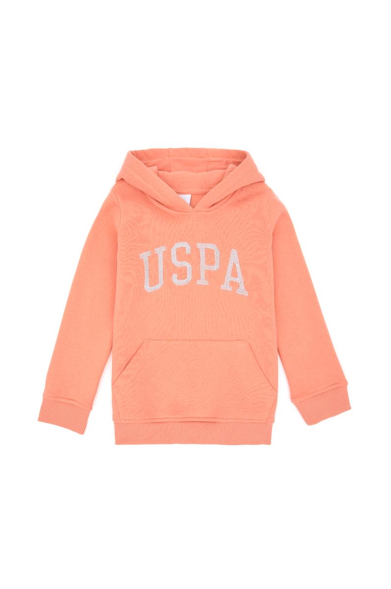 Kız Çocuk Somon Kapüşonlu Basic Sweatshirt