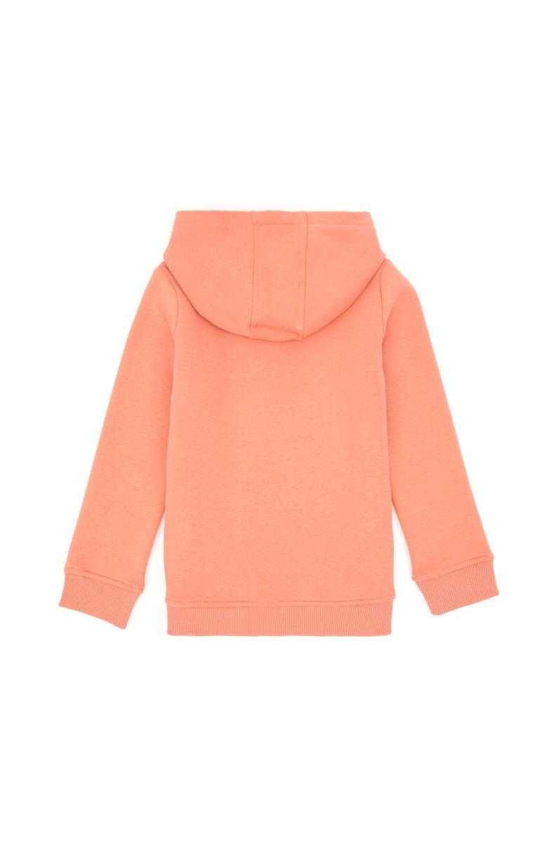 Kız Çocuk Somon Kapüşonlu Basic Sweatshirt