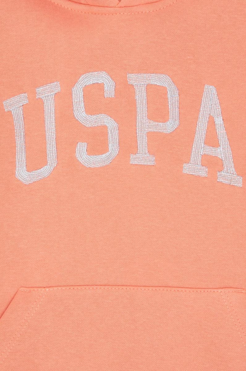 Kız Çocuk Somon Kapüşonlu Basic Sweatshirt