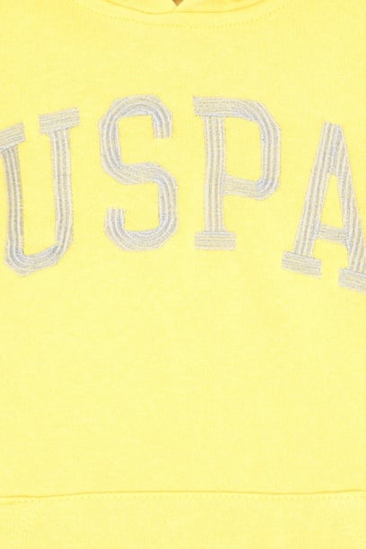 Kız Çocuk Sarı Kapüşonlu Basic Sweatshirt