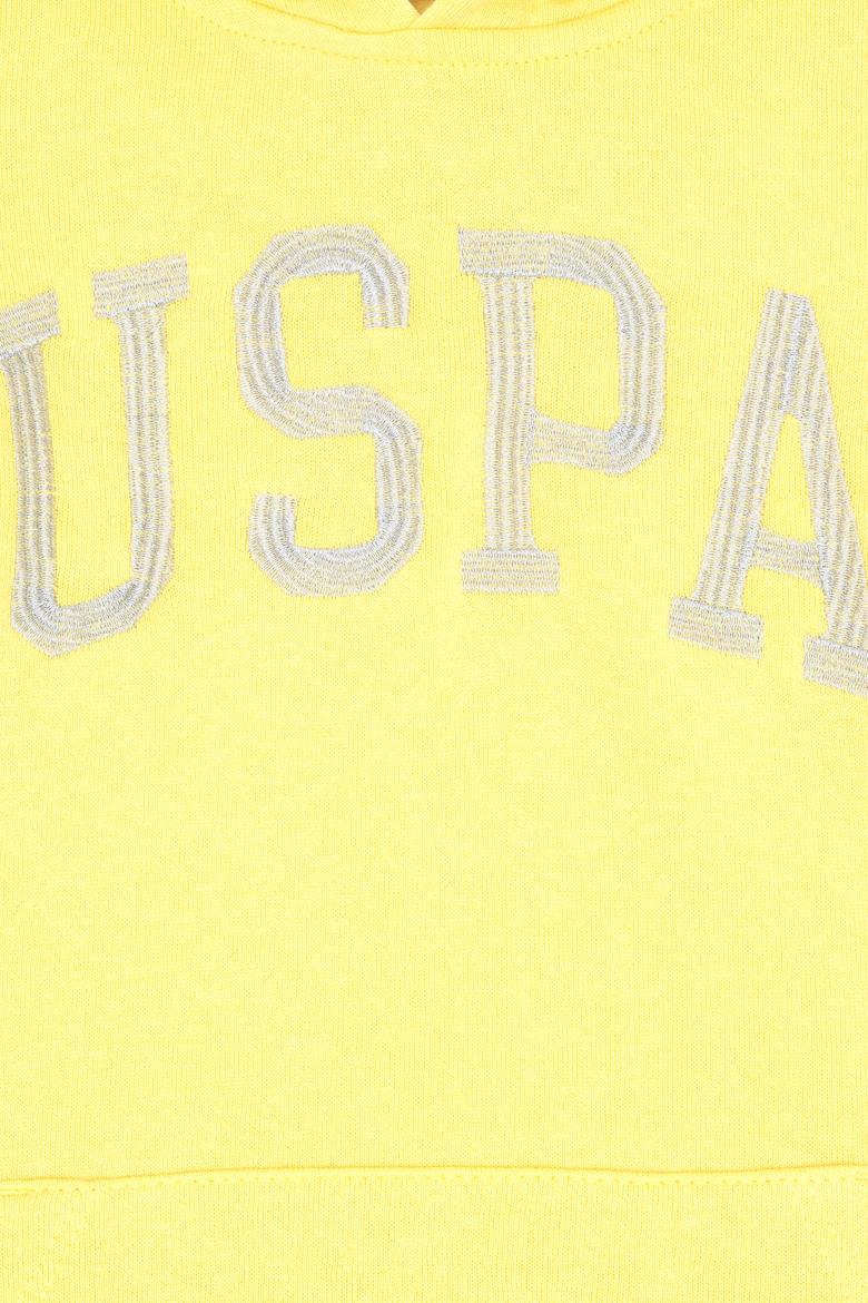 Kız Çocuk Sarı Kapüşonlu Basic Sweatshirt - 50296388098