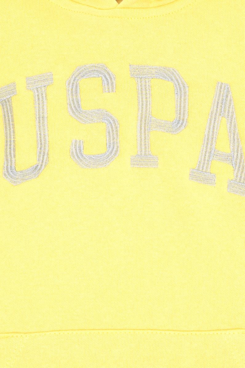 Kız Çocuk Sarı Kapüşonlu Basic Sweatshirt