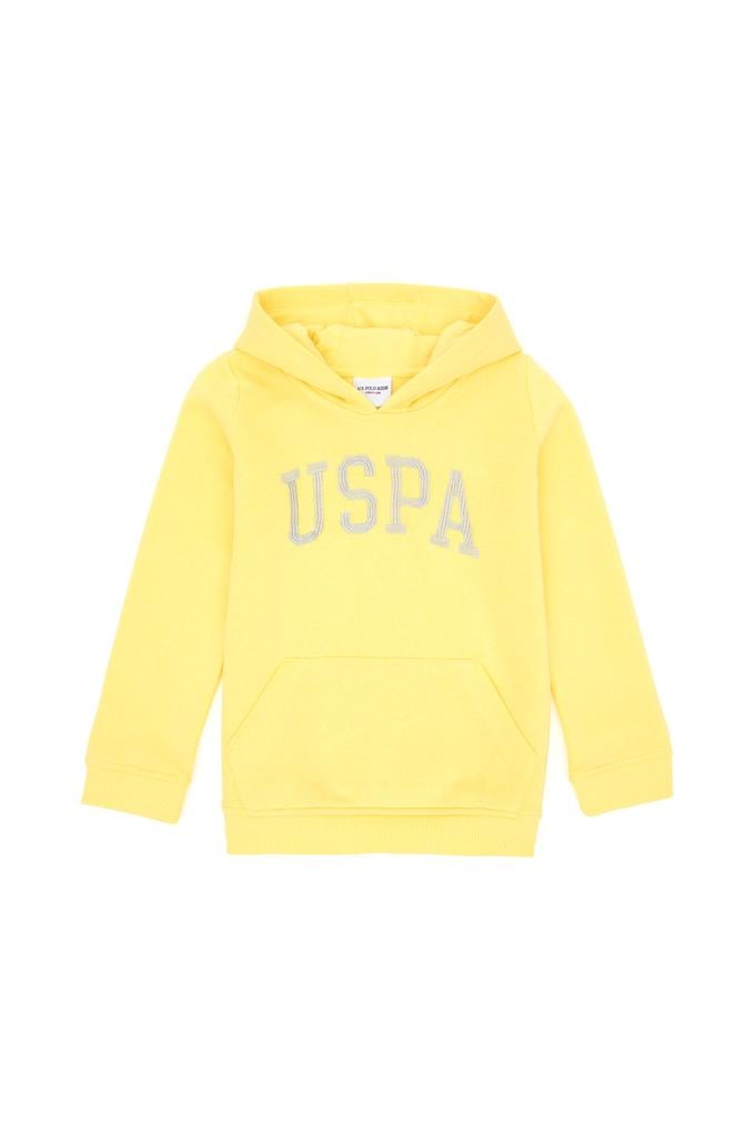 Kız Çocuk Sarı Kapüşonlu Basic Sweatshirt