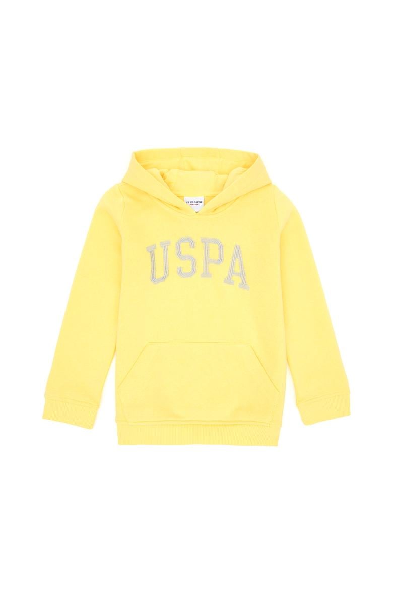 Kız Çocuk Sarı Kapüşonlu Basic Sweatshirt