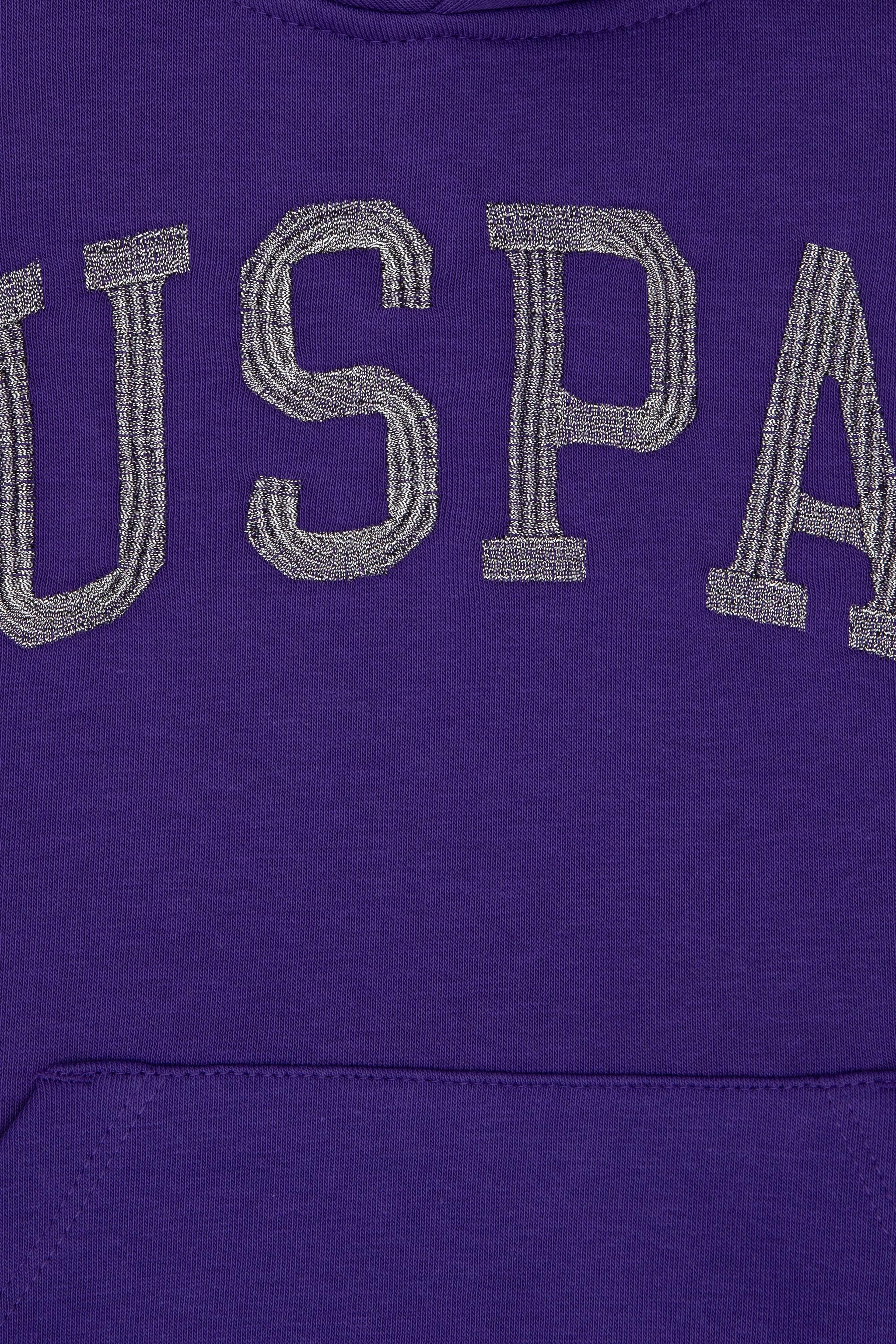 Kız Çocuk Mor Kapüşonlu Basic Sweatshirt - Image 3