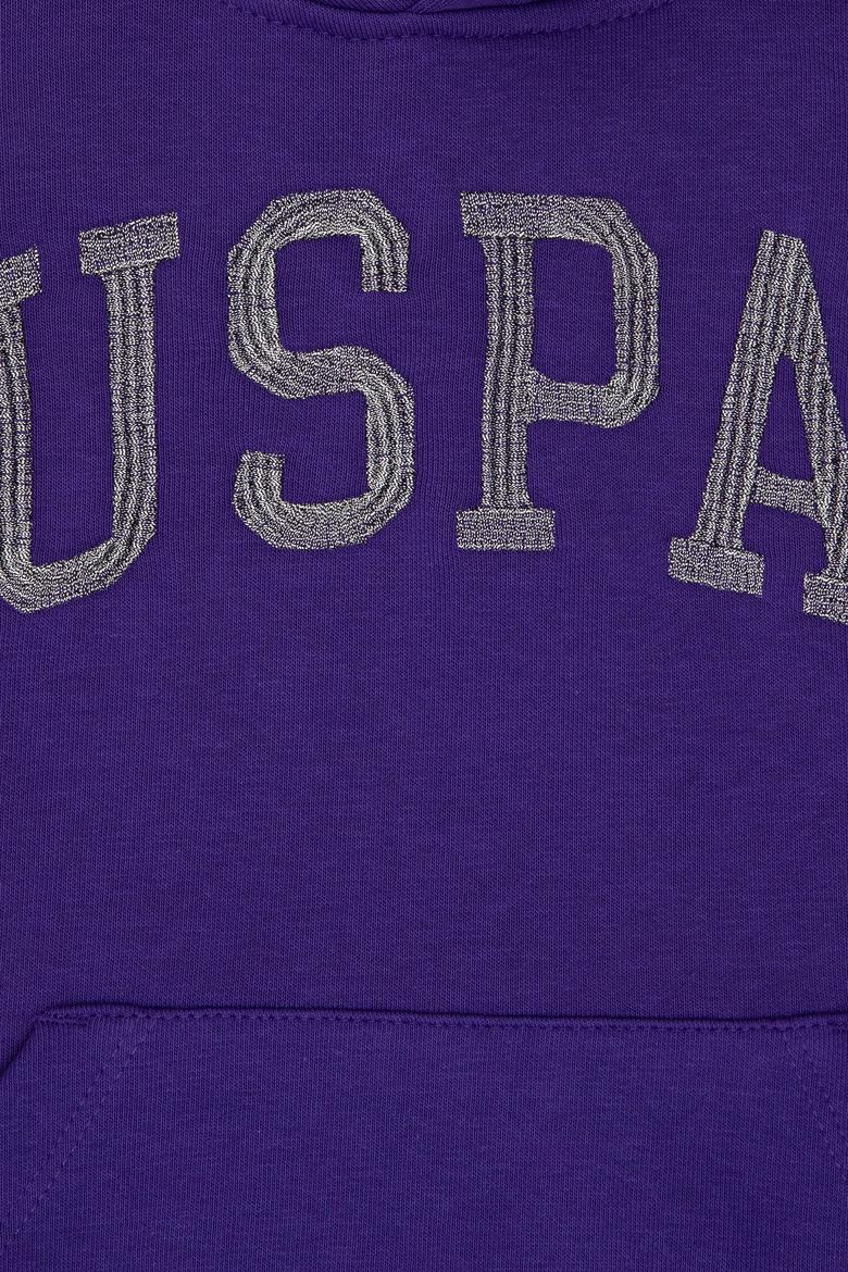 Kız Çocuk Mor Kapüşonlu Basic Sweatshirt - 50296388062