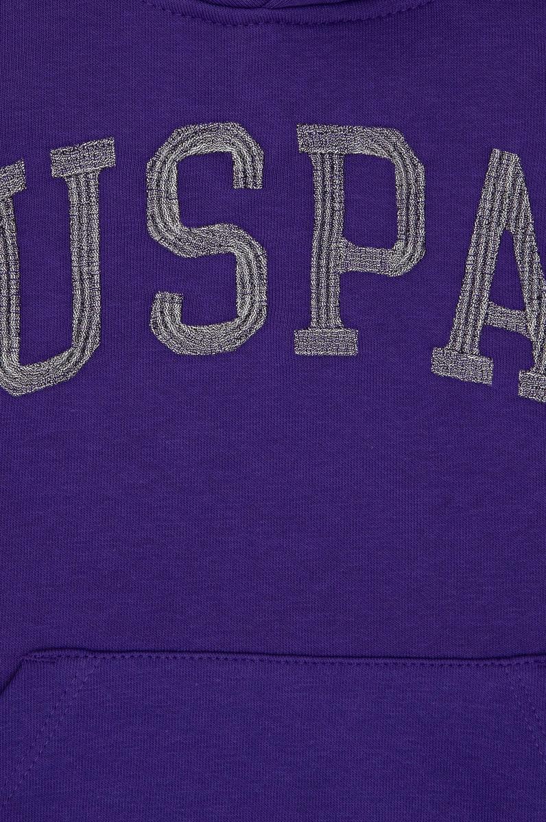 Kız Çocuk Mor Kapüşonlu Basic Sweatshirt