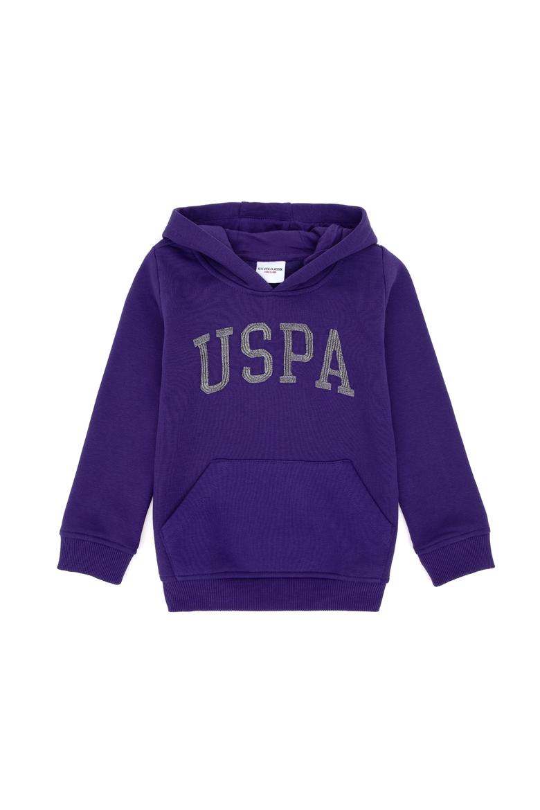 Kız Çocuk Mor Kapüşonlu Basic Sweatshirt