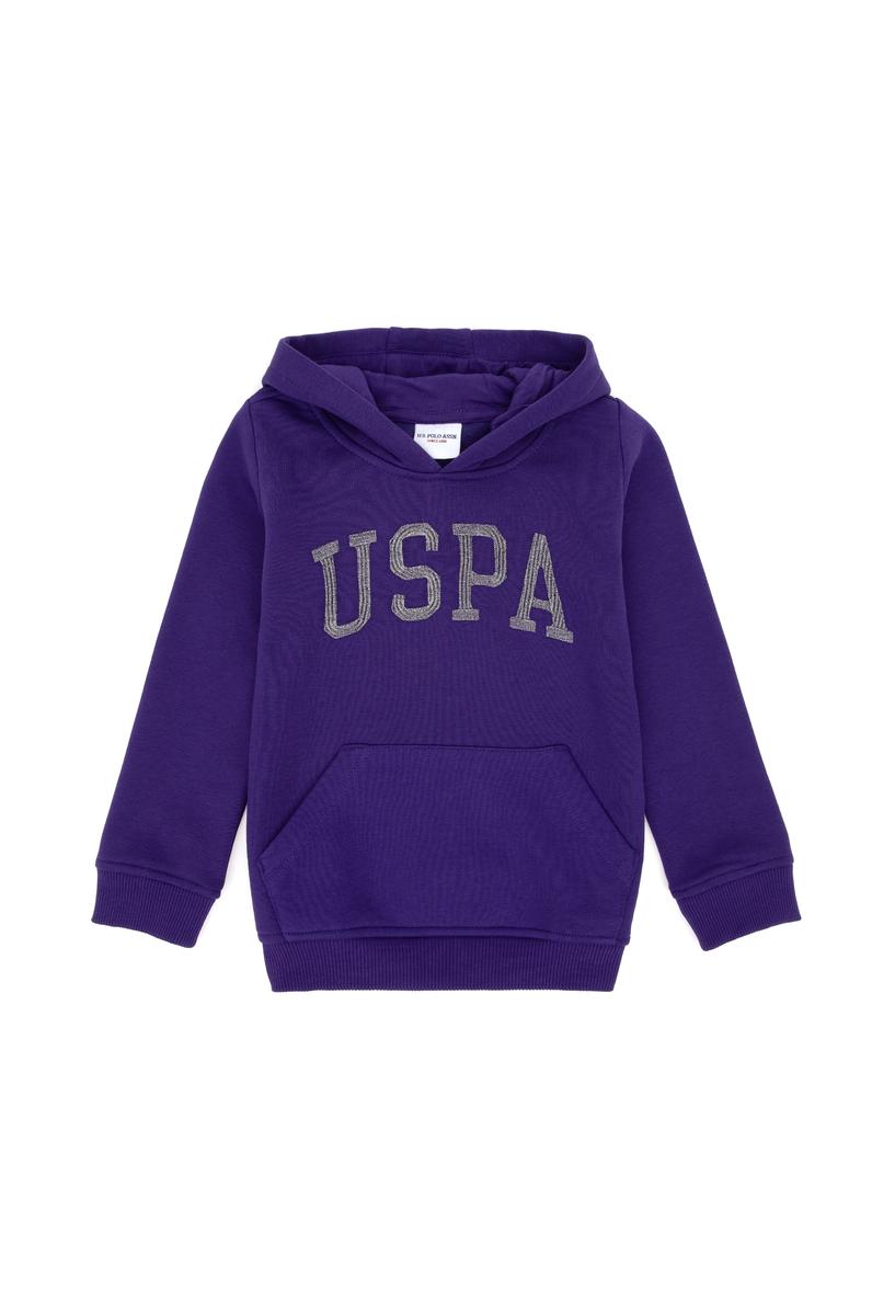 Kız Çocuk Mor Kapüşonlu Basic Sweatshirt