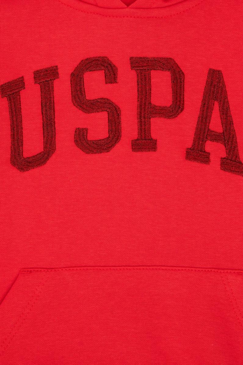 Kız Çocuk Kırmızı Kapüşonlu Basic Sweatshirt