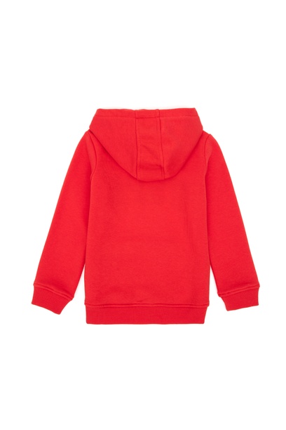 Kız Çocuk Kırmızı Kapüşonlu Basic Sweatshirt