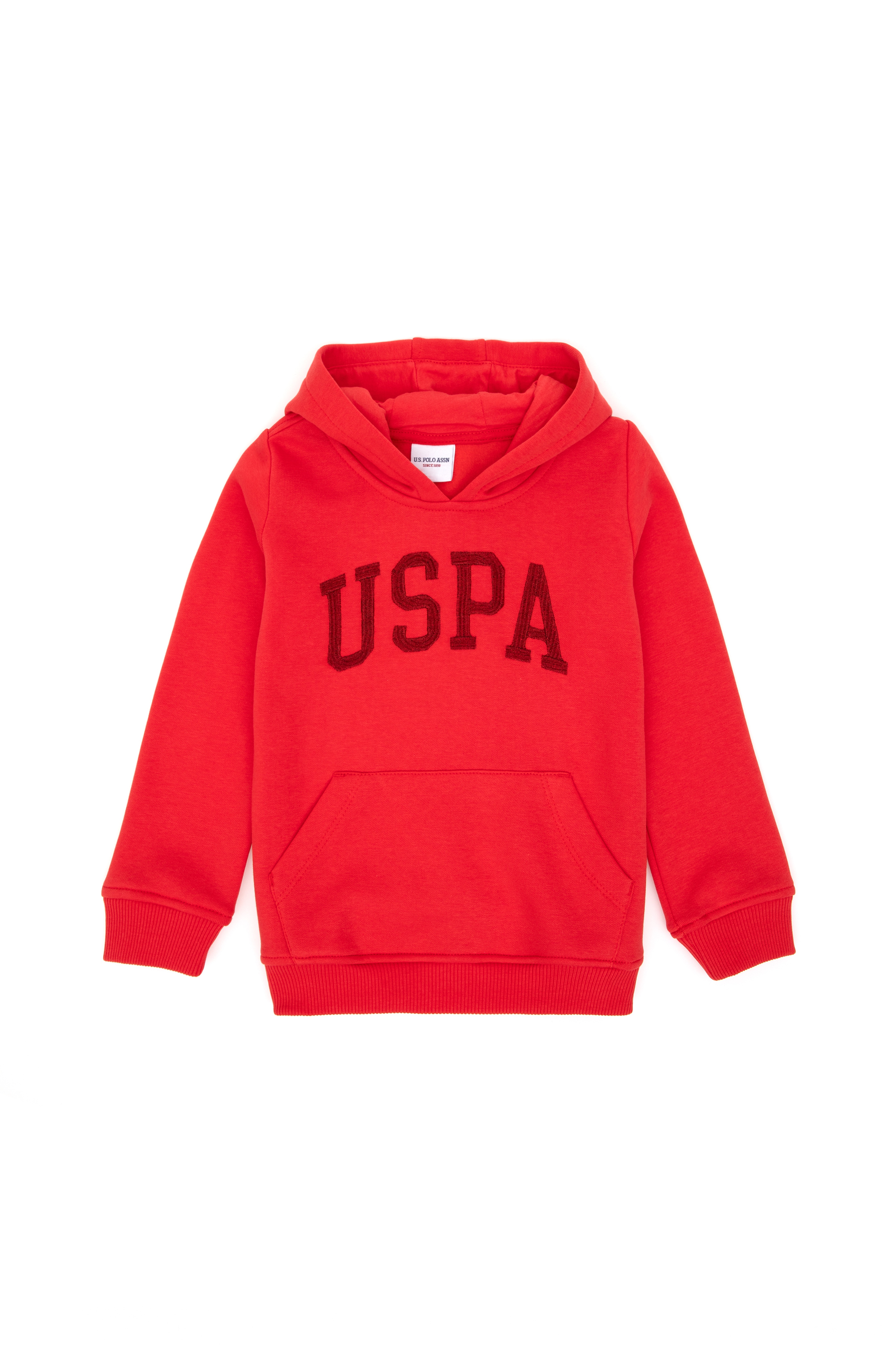 Kız Çocuk Kırmızı Kapüşonlu Basic Sweatshirt - Image 1