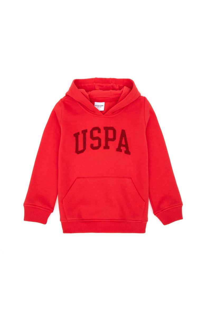 Kız Çocuk Kırmızı Kapüşonlu Basic Sweatshirt