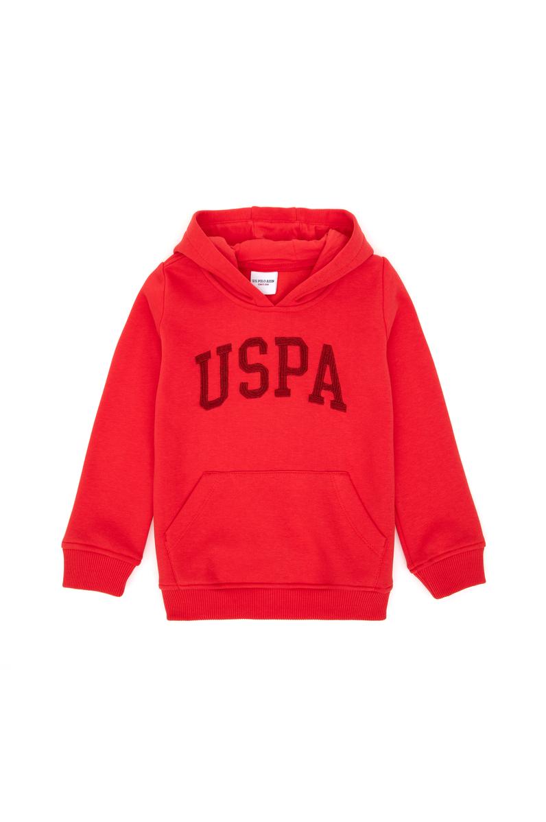 Kız Çocuk Kırmızı Kapüşonlu Basic Sweatshirt