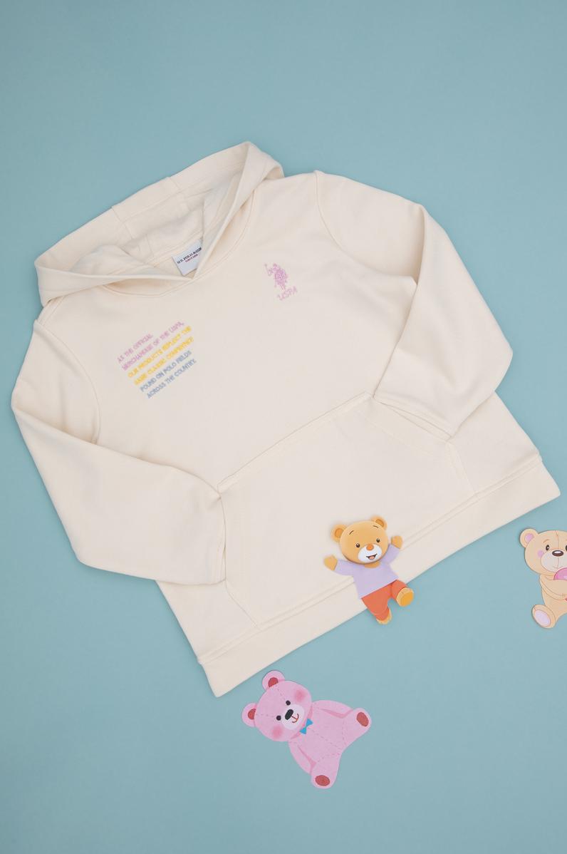 Kız Çocuk Krem Kapüşonlu Sweatshirt