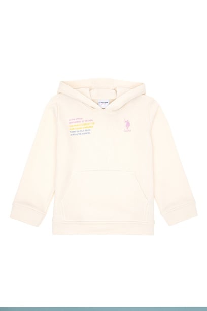 Kız Çocuk Krem Kapüşonlu Sweatshirt