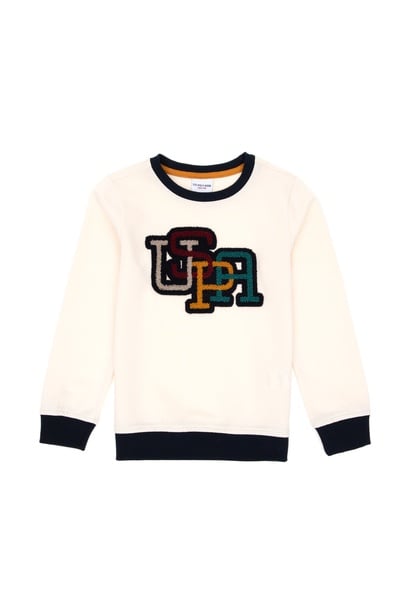Erkek Çocuk Krem Bisiklet Yaka Sweatshirt