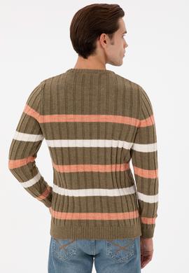 Erkek Regular Fit Bisiklet Yaka Haki Kazak - 50293109006