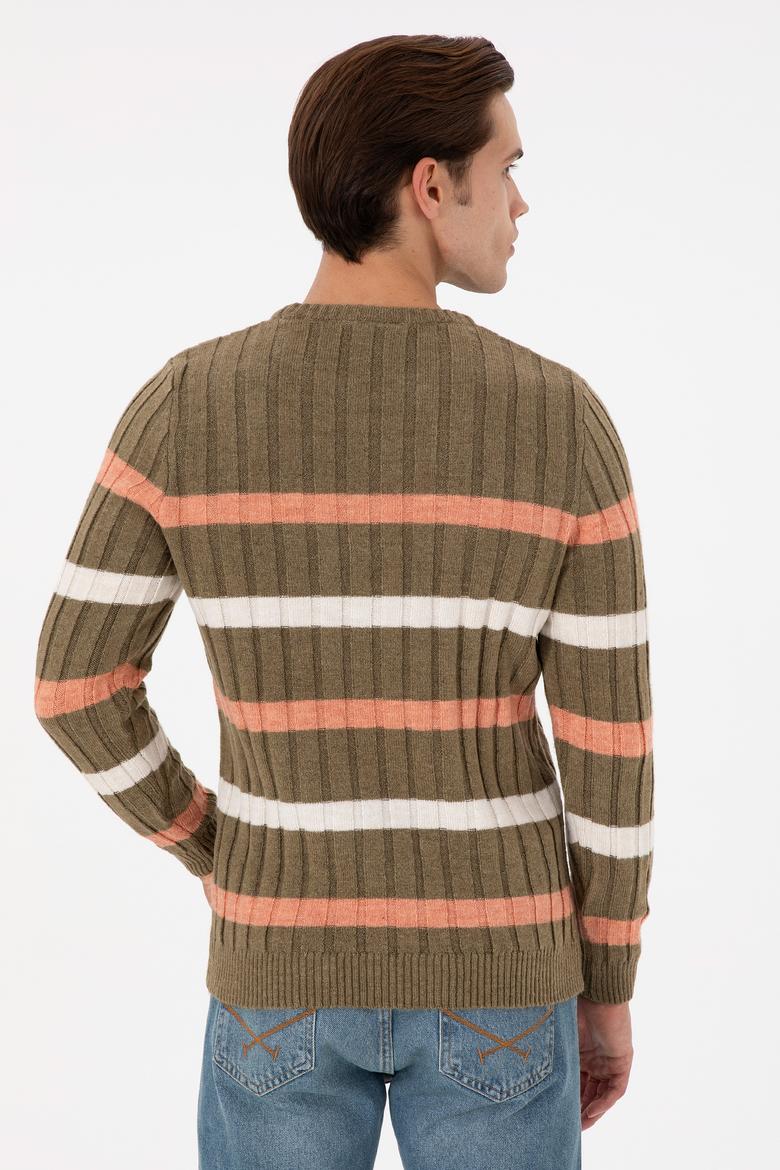 Erkek Regular Fit Bisiklet Yaka Haki Kazak - 50293109006