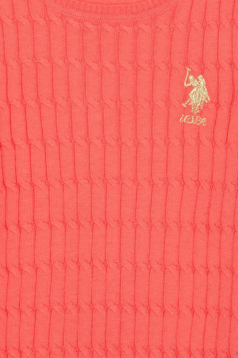 Kız Çocuk Nar Çiçeği Basic Bisiklet Yaka Kazak