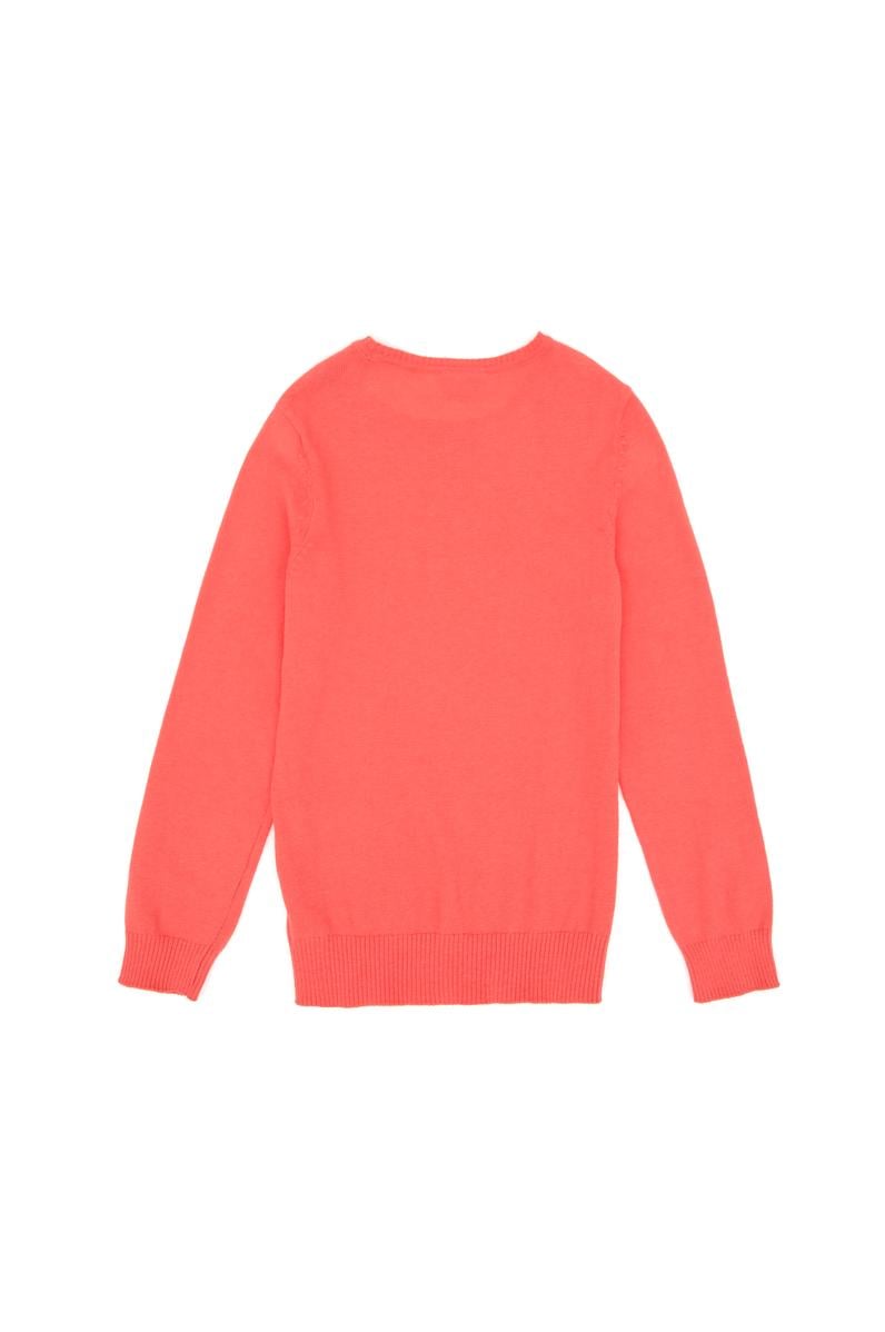 Kız Çocuk Nar Çiçeği Basic Bisiklet Yaka Kazak