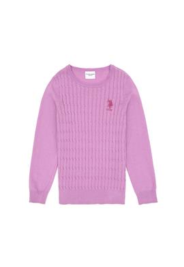 Kız Çocuk Lila Basic Bisiklet Yaka Kazak - 50288894016