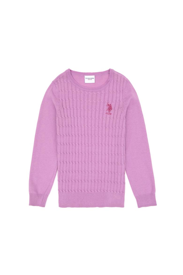 Kız Çocuk Lila Basic Bisiklet Yaka Kazak