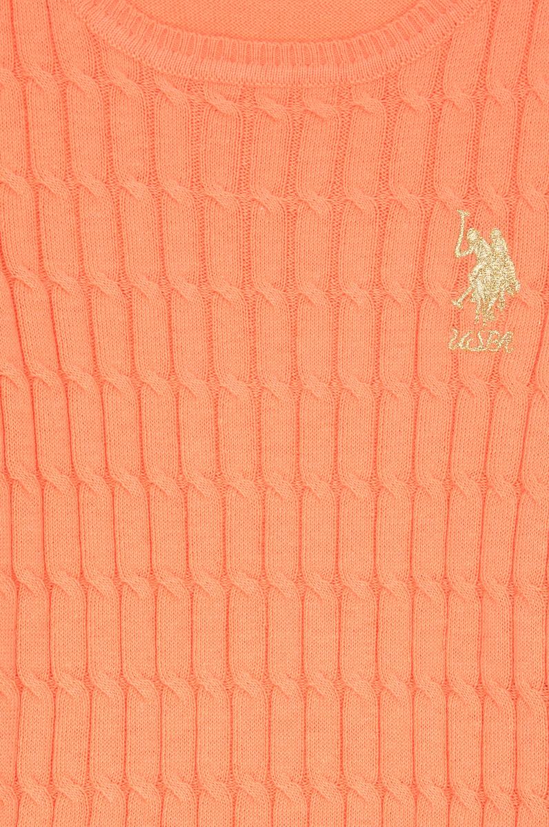 Kız Çocuk Somon Basic Bisiklet Yaka Kazak