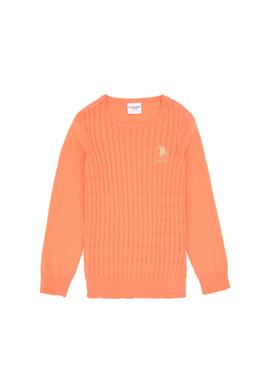 Kız Çocuk Somon Basic Bisiklet Yaka Kazak - 50288894086