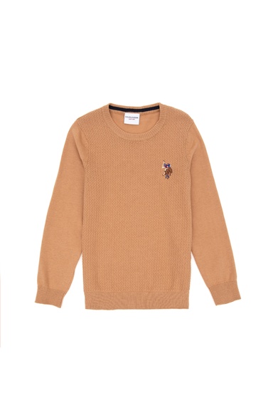 Erkek Çocuk Camel Basic Bisiklet Yaka Kazak