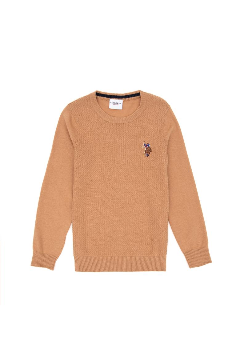 Erkek Çocuk Camel Basic Bisiklet Yaka Kazak