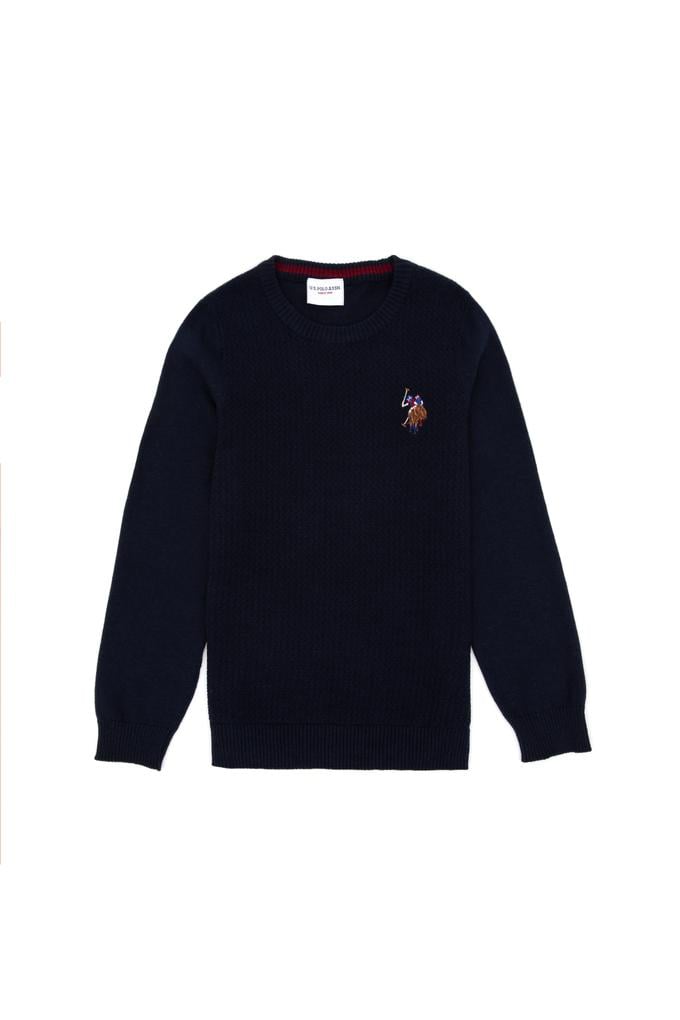 Erkek Çocuk Lacivert Basic Bisiklet Yaka Kazak