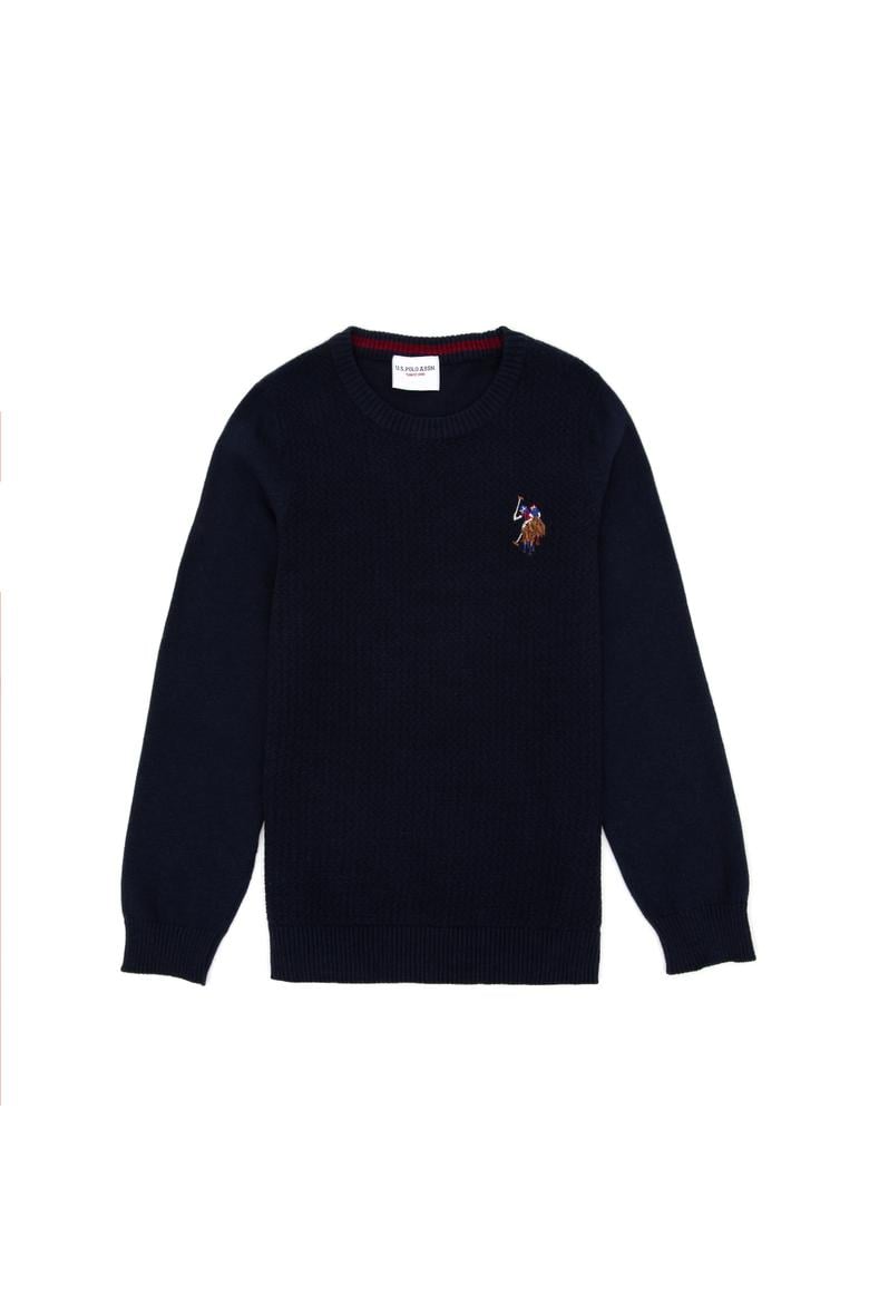 Erkek Çocuk Lacivert Basic Bisiklet Yaka Kazak