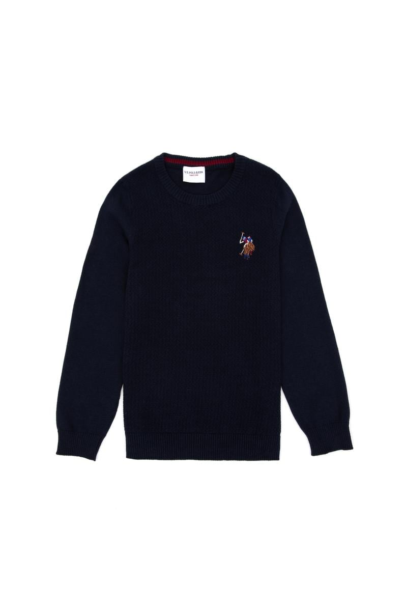 Erkek Çocuk Lacivert Basic Bisiklet Yaka Kazak