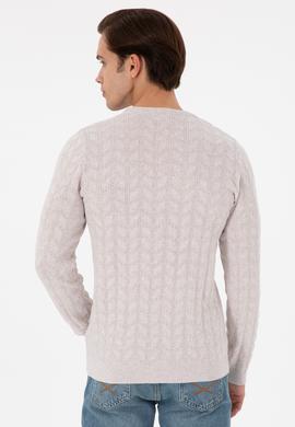 Erkek Slim Fit Bisiklet Yaka Taş Melanj Basic Kazak - 50288883046