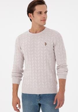 Erkek Slim Fit Bisiklet Yaka Taş Melanj Basic Kazak - 50288883046