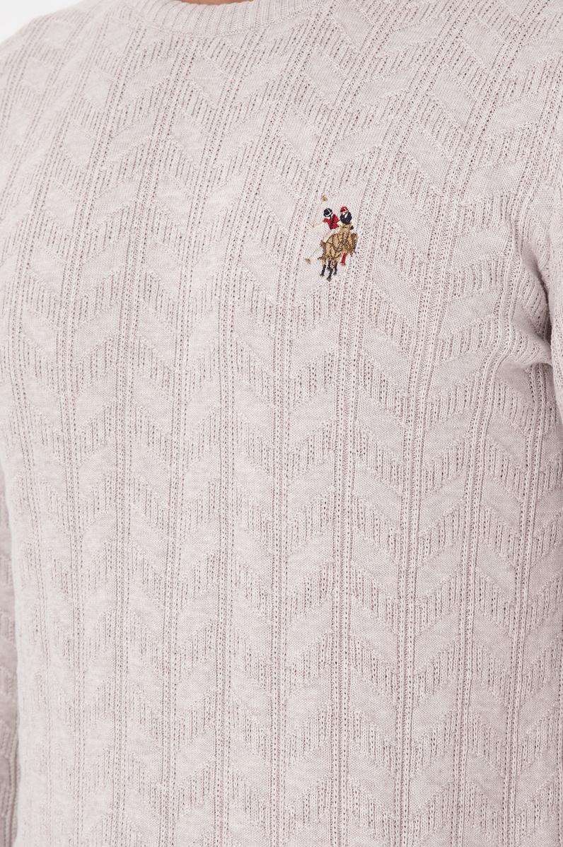 Erkek Slim Fit Bisiklet Yaka Taş Melanj Basic Kazak