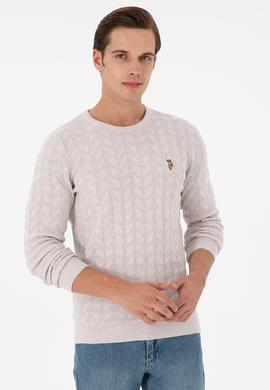 Erkek Slim Fit Bisiklet Yaka Taş Melanj Basic Kazak - 50288883046