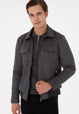 Erkek Gri Deri Ceket - 50297245011