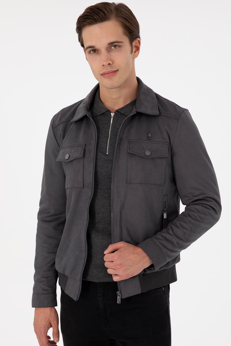 Erkek Gri Deri Ceket - 50297245011