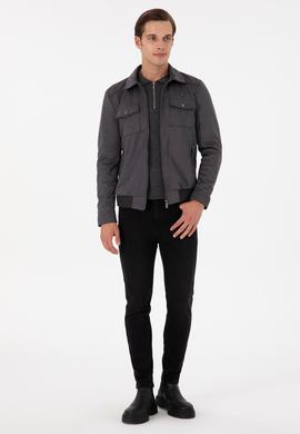 Erkek Gri Deri Ceket - 50297245011