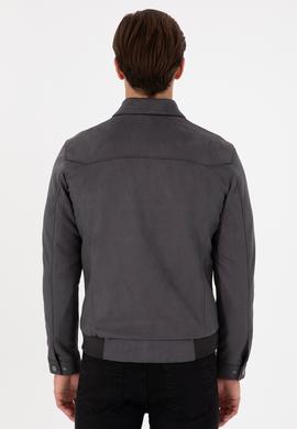 Erkek Gri Deri Ceket - 50297245011