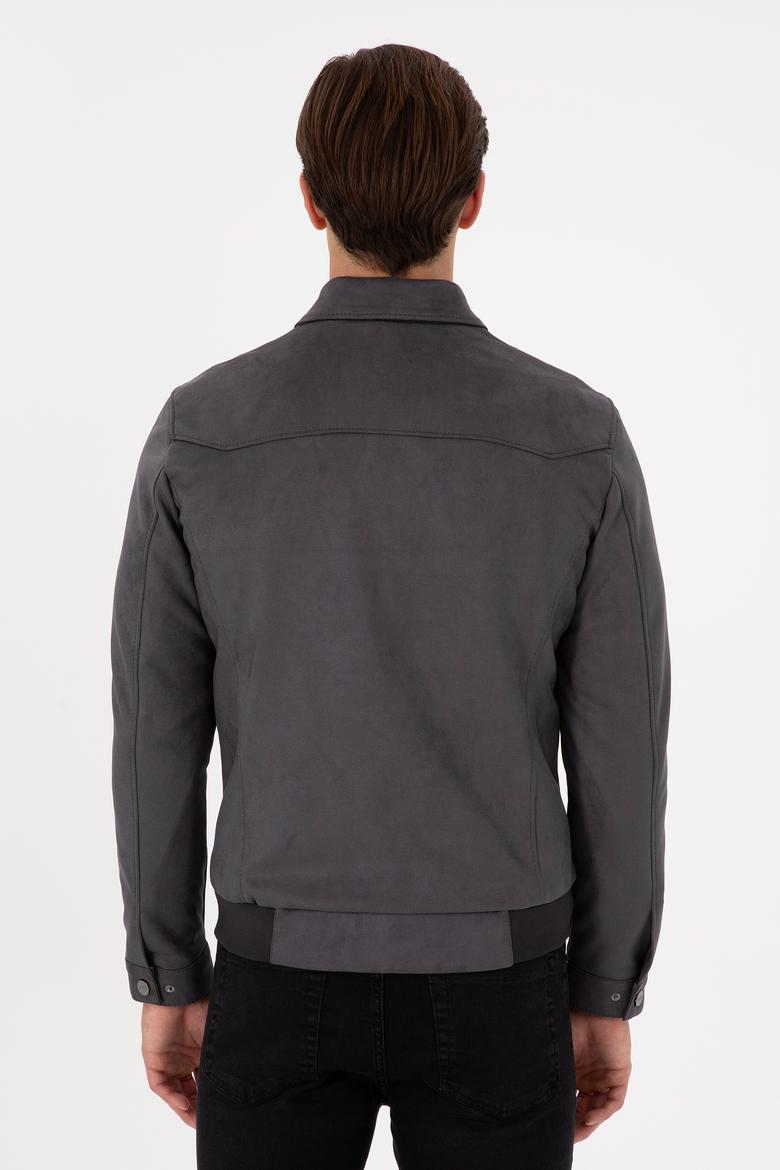 Erkek Gri Deri Ceket - 50297245011