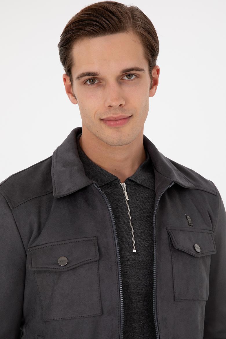 Erkek Gri Deri Ceket - 50297245011