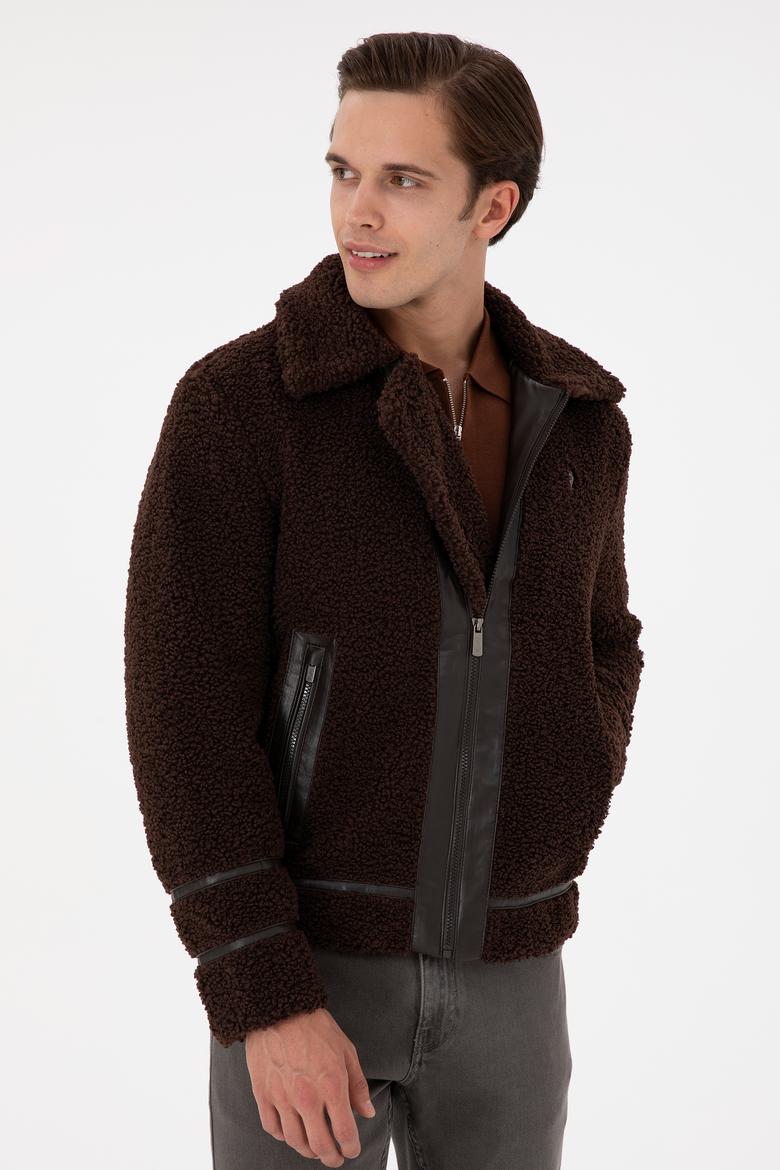 Erkek Kahverengi Deri Ceket - 50297253006