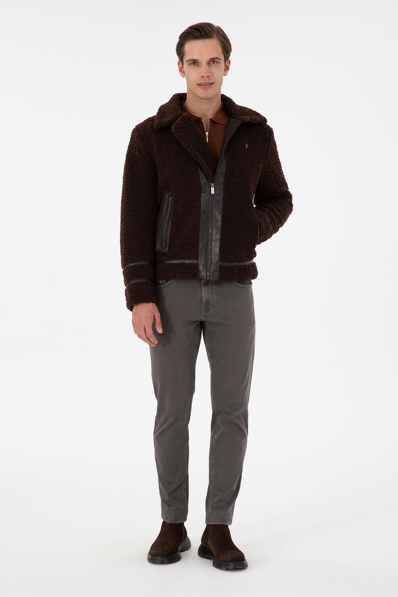 Erkek Kahverengi Deri Ceket - 50297253006