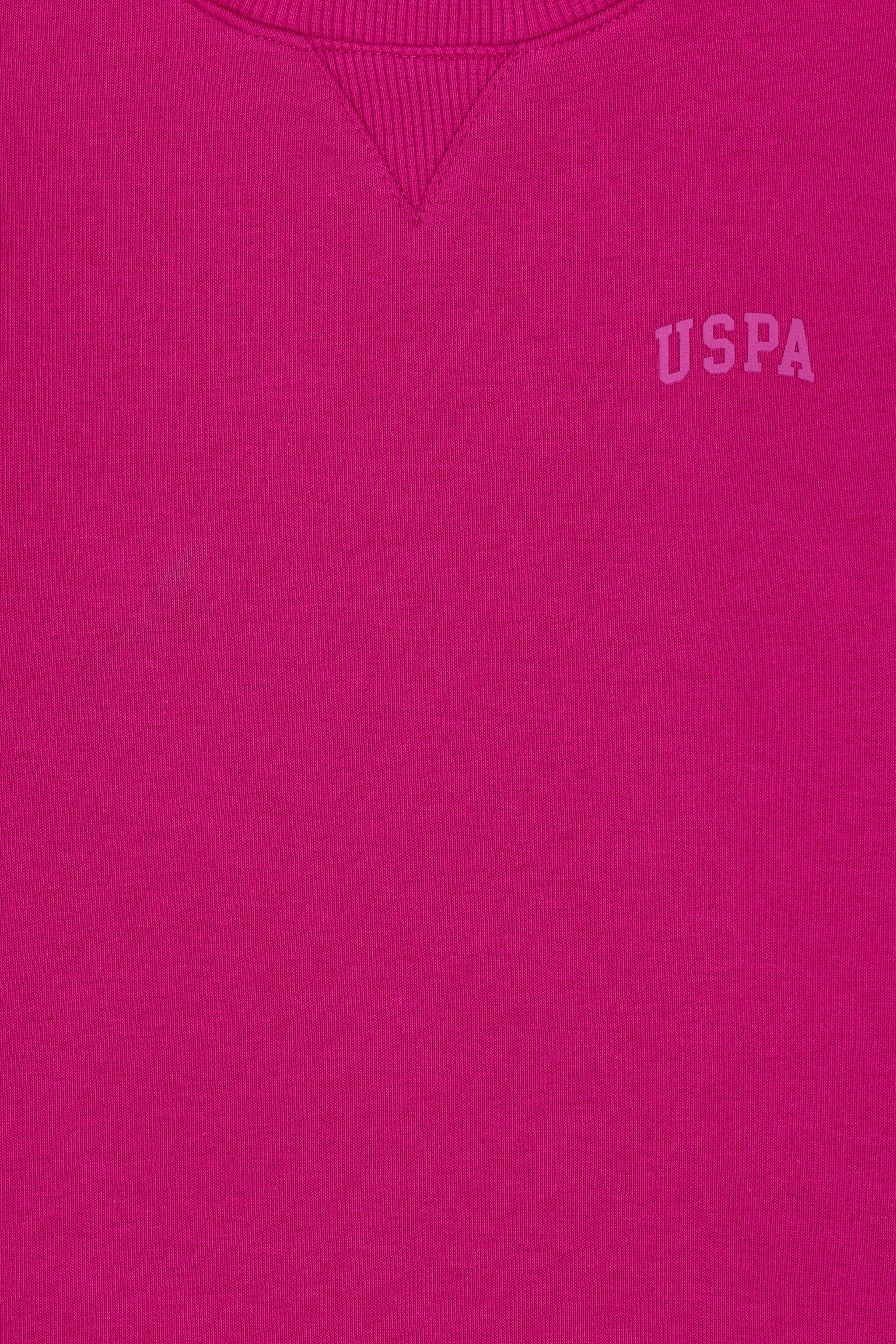 Kız Çocuk Fuşya Şardonlu Bisiklet Yaka Basic Sweatshirt - Image 5