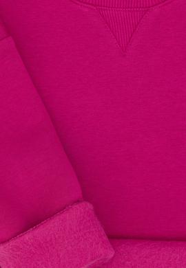 Kız Çocuk Fuşya Şardonlu Bisiklet Yaka Basic Sweatshirt - 50297451038